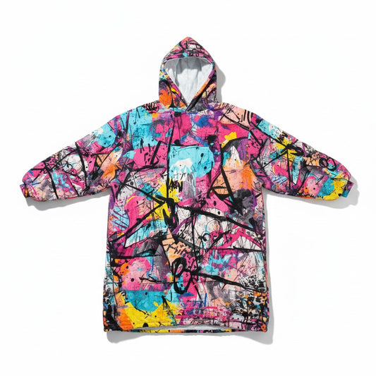 Youth Graffiti Sherpa Blanket Hoodie – Oversized Fleece