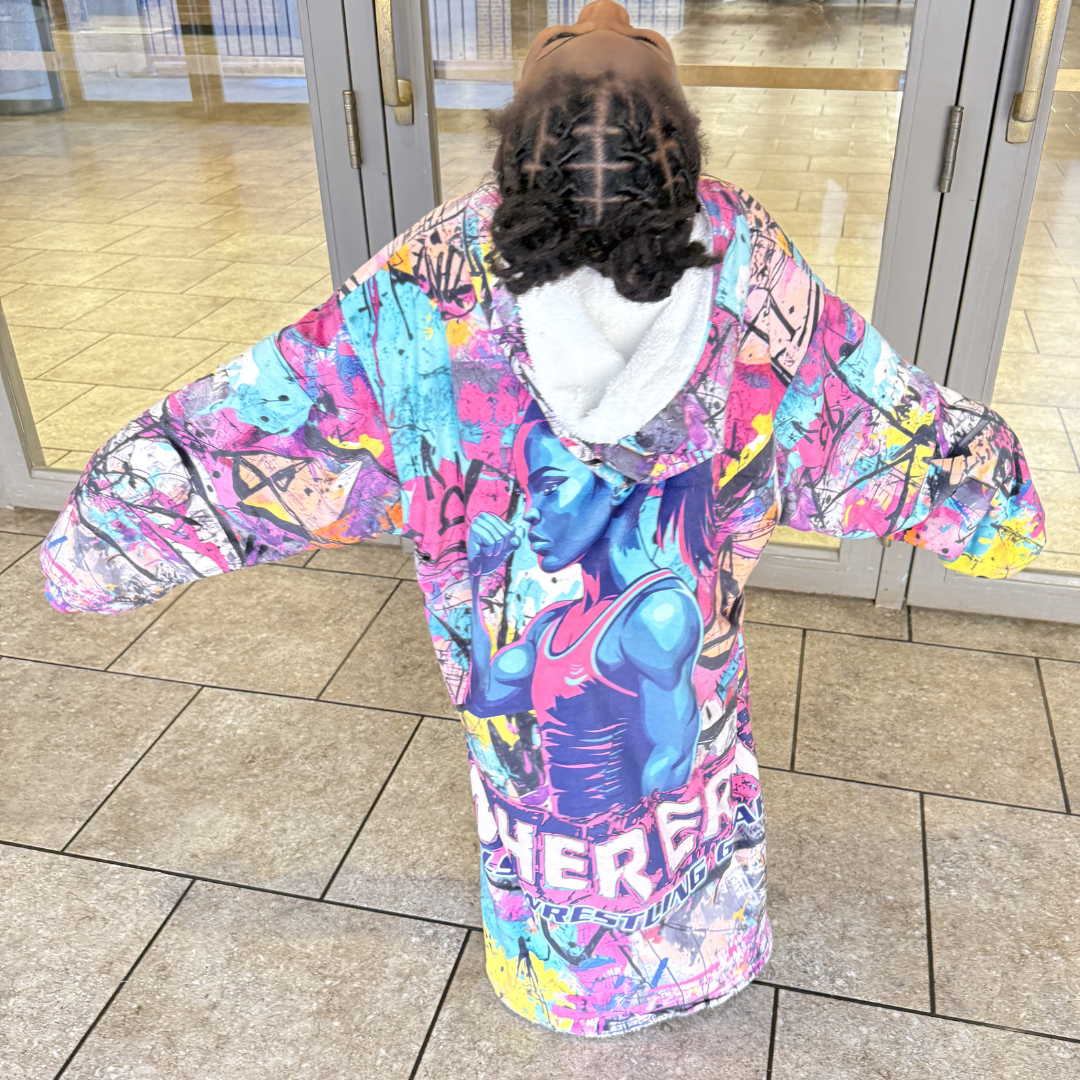 Youth Graffiti Sherpa Blanket Hoodie – Oversized Fleece