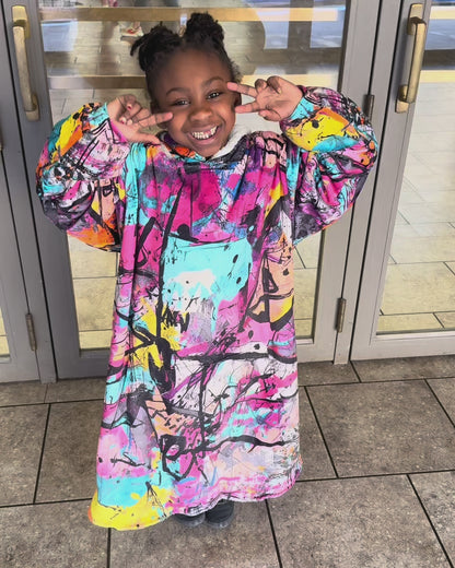 Youth Graffiti Sherpa Blanket Hoodie – Oversized Fleece